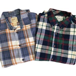 Lot Of 2 Mens Shirts Med Flannel Button Up Cabincore Lumberjack Cabin
